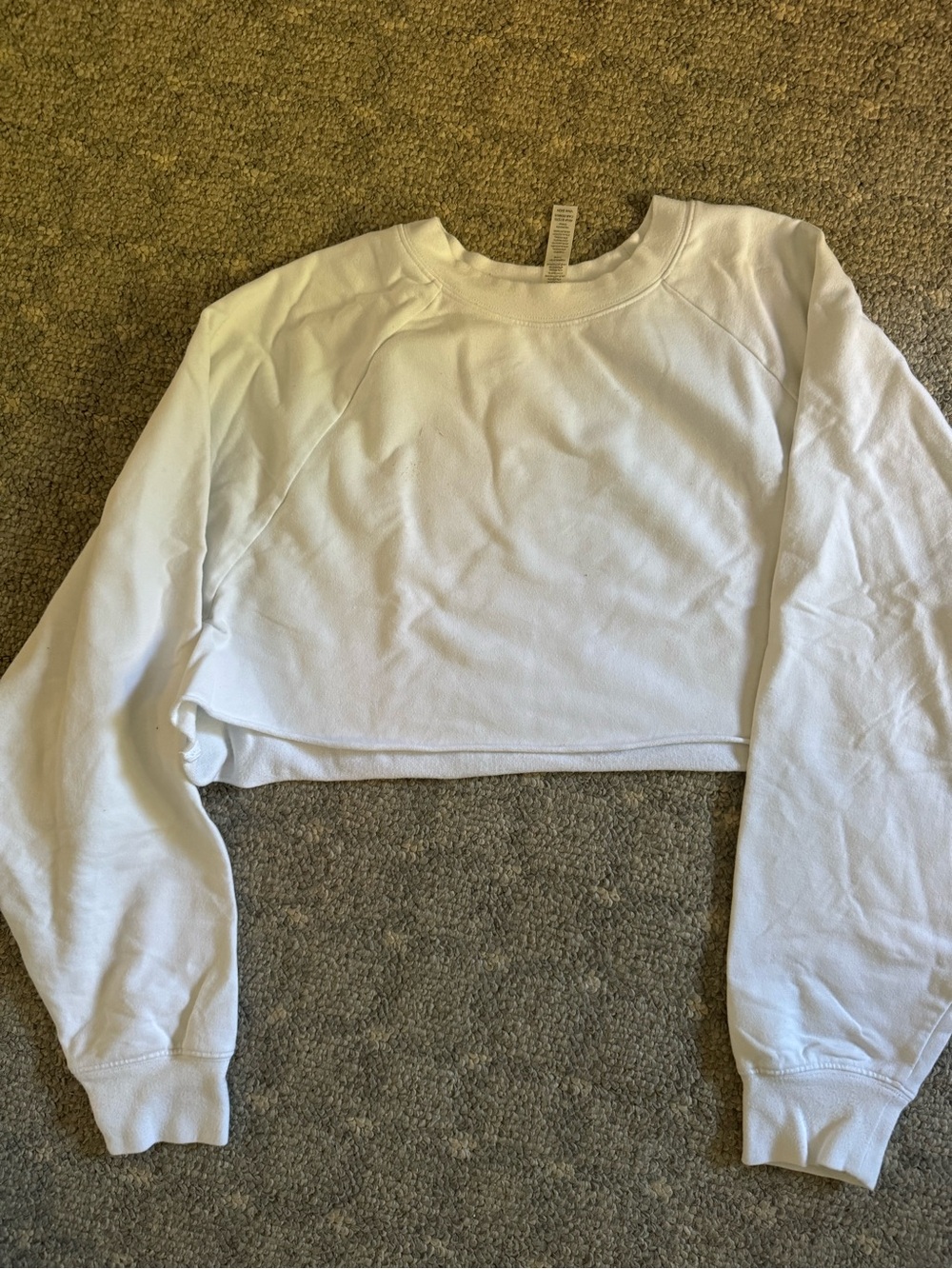 ALO Yoga White Cropped Crew Sweatshirt